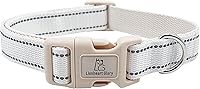 LionheartGlory Reflective Dog Collar for Medium Dogs - Adjustable Durable Nylon Cotton, 360° Night Visibility Safety - White