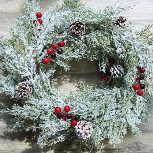 Winlyn Artificial Snowy Christmas Cedar Garland with Pine Cones and Red Berries Lush Christmas Greenery Garland 6' Long Christmas Wedding Winter Holiday Table Runner Centerpiece Seasonal Decoration by Winlyn - Image 6