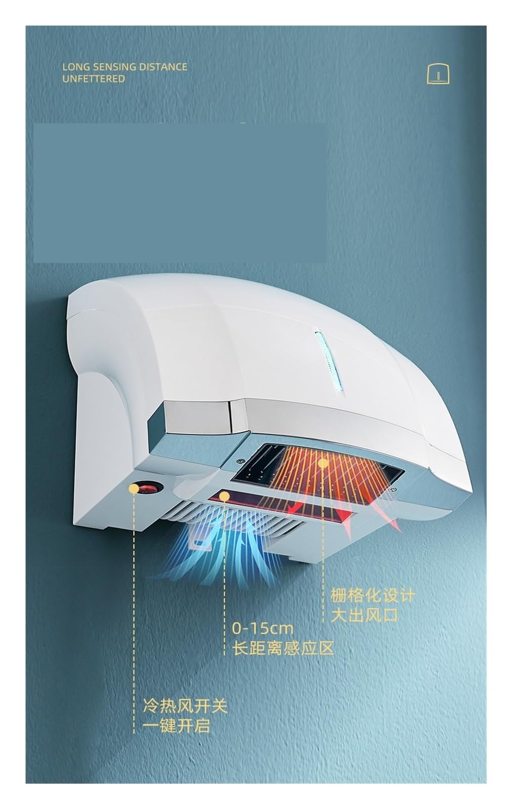 Secador de manos, Secado automático por inducción for teléfono móvil, secador de manos for baño, secador de manos comercial, secador de manos por aire(A)