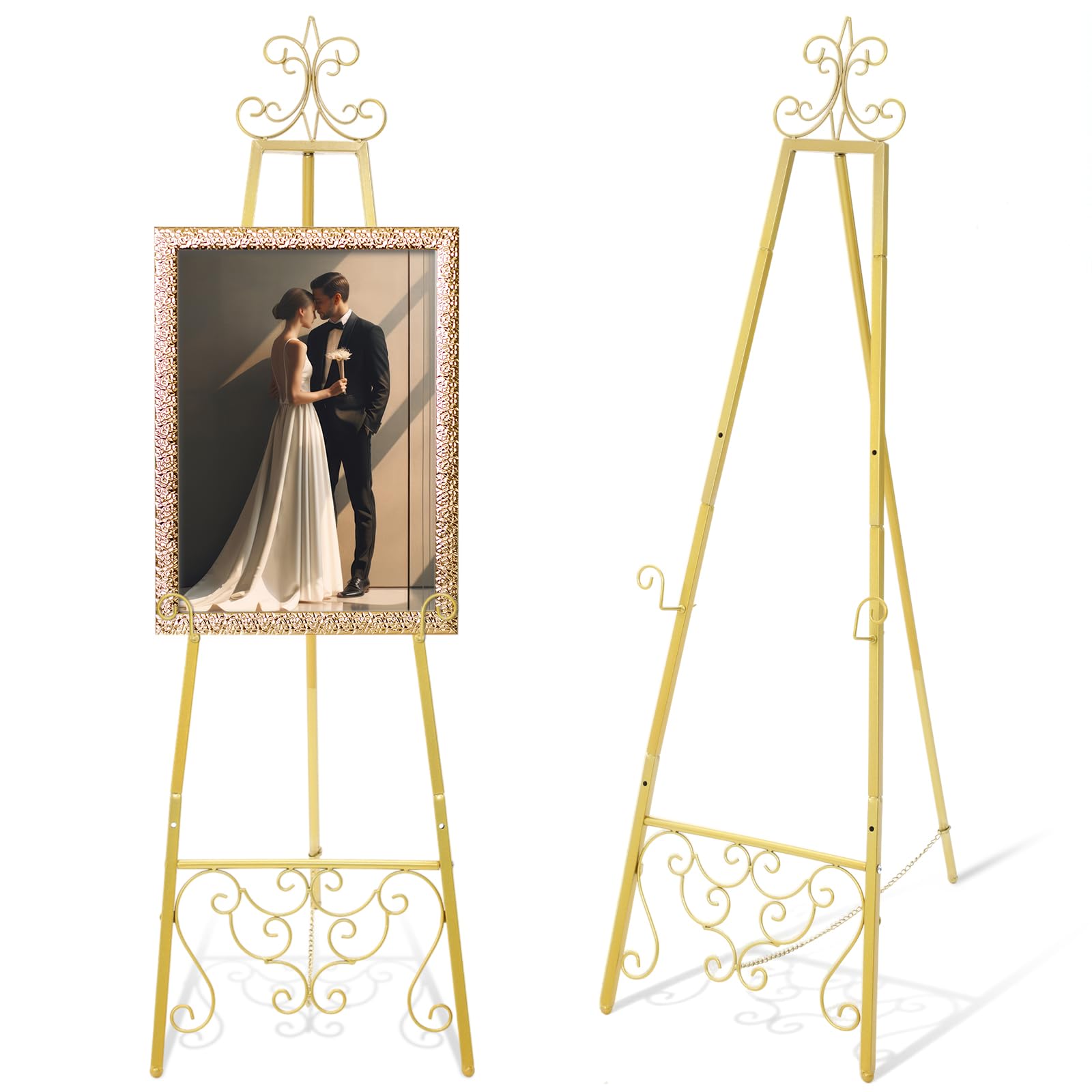 1 Pack Gold Wedding Easel Stand 57'' Display Stand, Classic