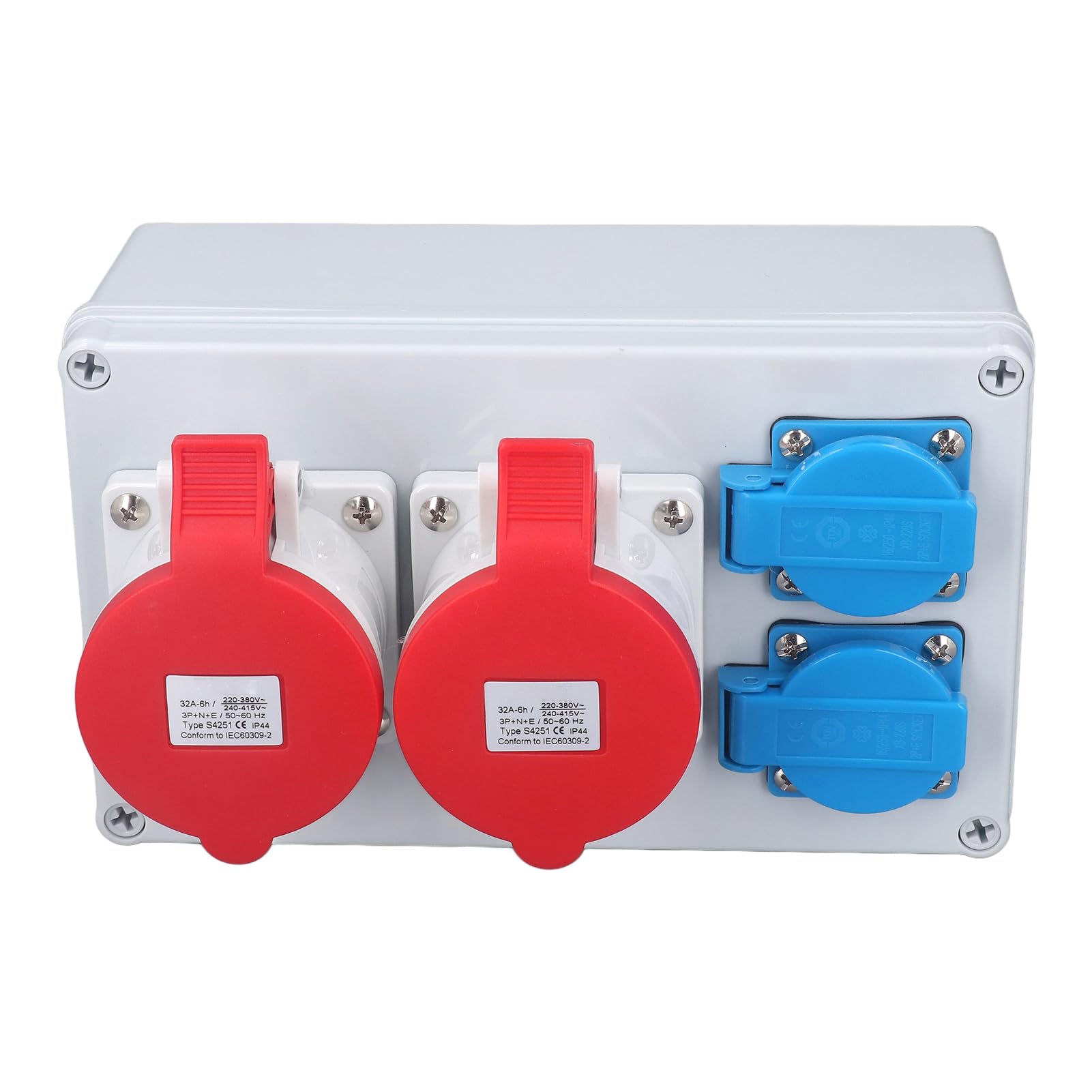 Generic Distributeur de Prise Murale Robuste CEE, étanche IP44, pour Garages, Applications Extérieures, avec 2 Prises AC 250V 16A et 2 Prises 5P 32A