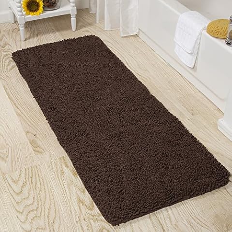 Bedford Home, Chocolate BH Memory Foam Shag Bath Mat (24x58), 24 inches x 58 inches x 1.25 inches Cover