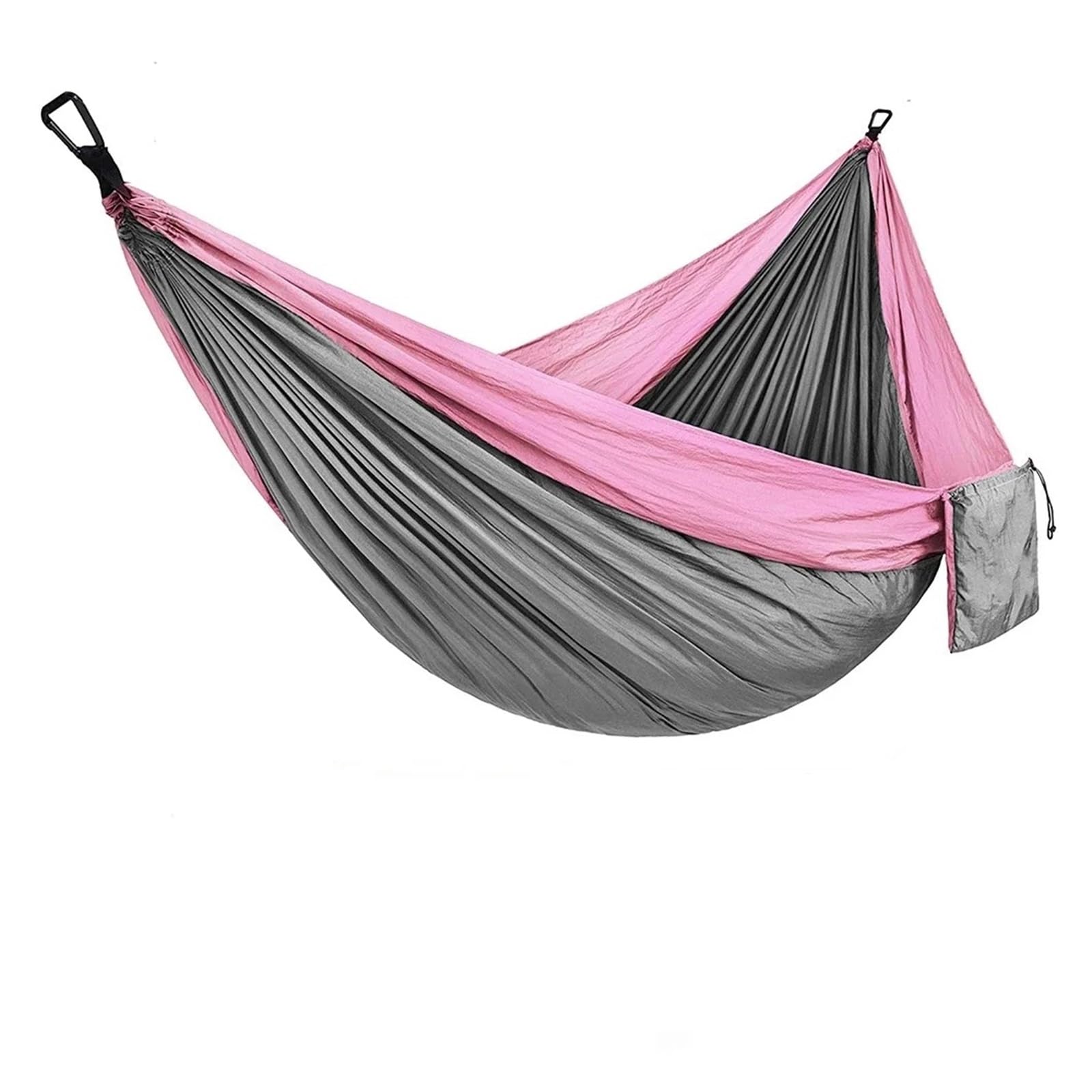 Hammocks, 2Pcs Double Camping Hammock,Portable Tree Straps Hammock, Travel Hammock, Lightweight Parachute Hammocks,for Outside(Pink and Grey)