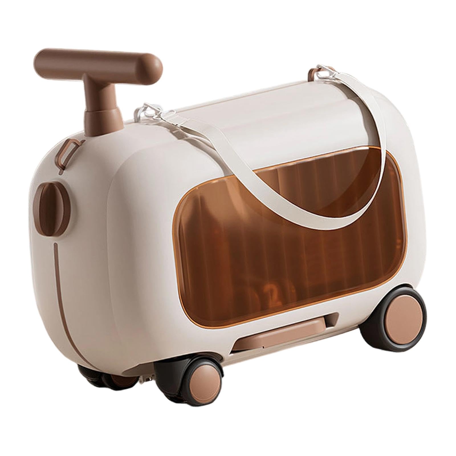 Valigia Bambini Bagaglio Rigido Bambino Compartimento Trasparente Tracolla Regolabile Pedale Pieghevole Adatta per Viaggio Famiglia Even, Marrone