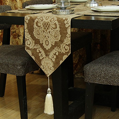 Chemin de table continental café 30x220 cm en tissu de prestige pour table de salle à manger