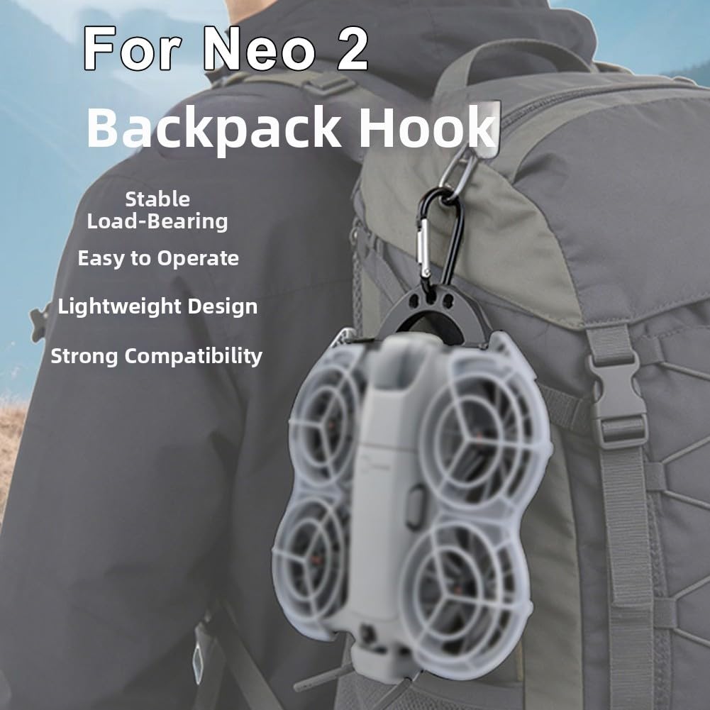 Boucle de sac à dos pour drone DJI Neo 2 : crochet de montage en ABS pour bureau et rangement mural, accessoire de rangement d'équipement portable, noir