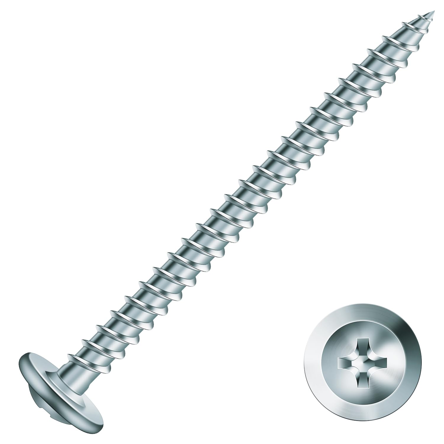 #8 x 2 Inch Wood Screw 500Pcs Alloy Steel Standard Thread Truss Head Fast Self Tapping by SG TZH