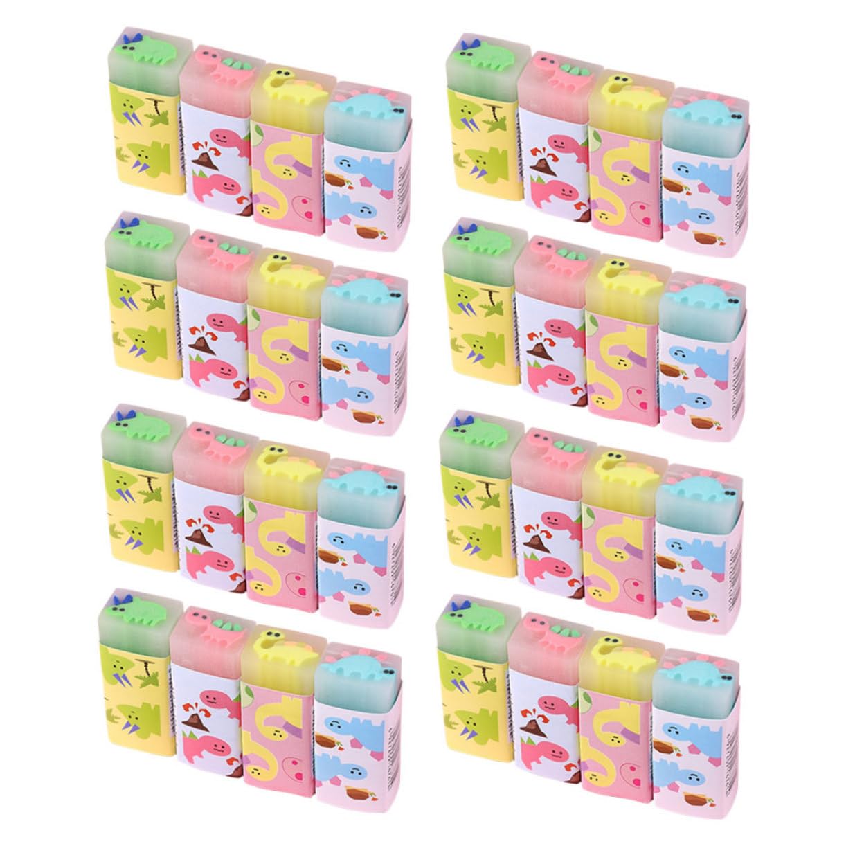 32 pezzi Gomme Dinosauri Colorate per Eraser Multiuso per Studenti con Impugnatura Ergonomica Gomme Cancelleria Divertenti per Scuola e Regali Festa Compleanno