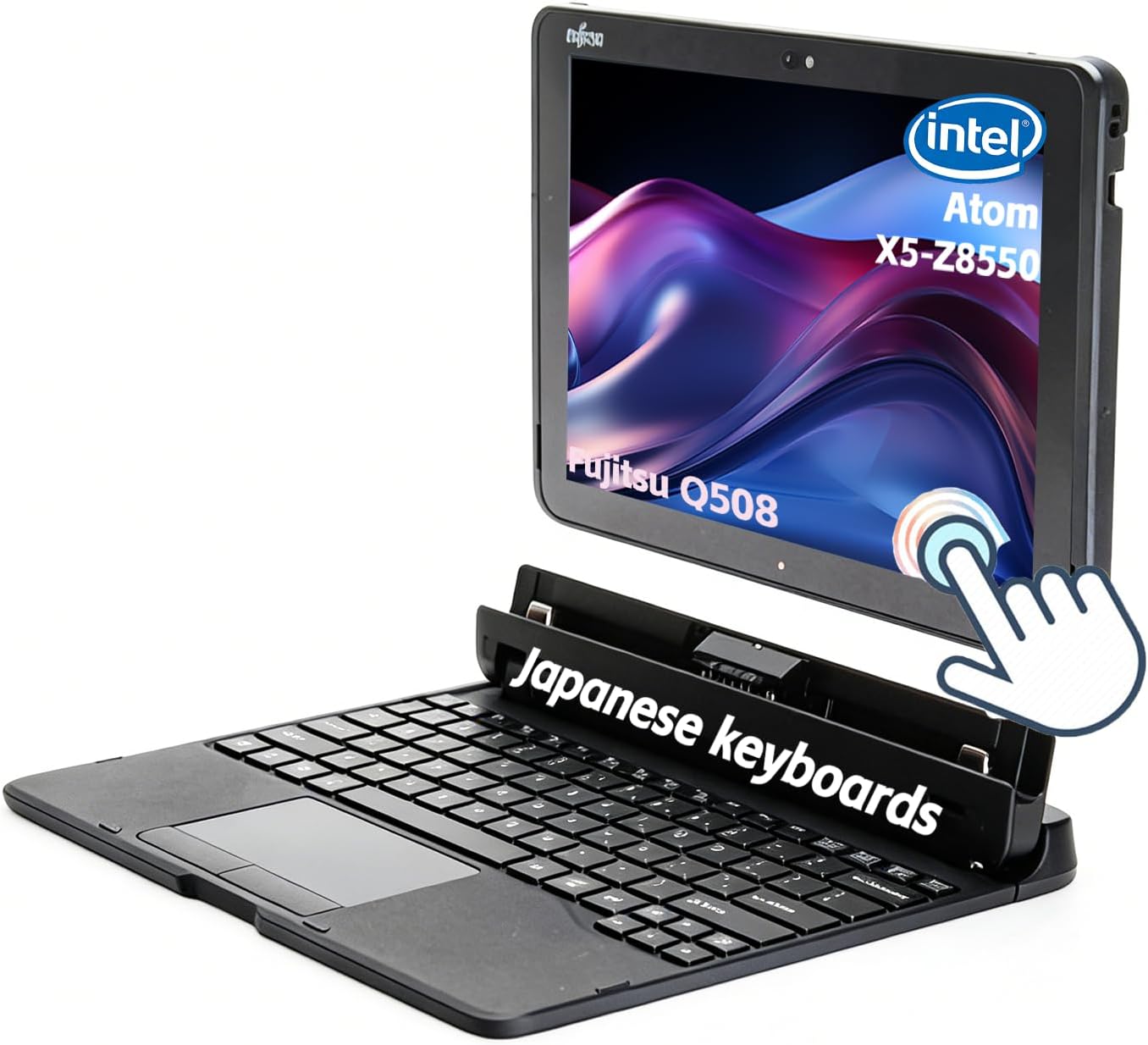 Fujitsu Stylistic Q508 Touchscreen Tablet PC, 10.1" FHD (1920 x 1200), Atom X5 Z8550 up to 2.4 GHz, 4 GB RAM, 64 GB SSD, Japanese Keyboard, Wi-Fi 5,Win 11 Home,Matte Black (Renewed)