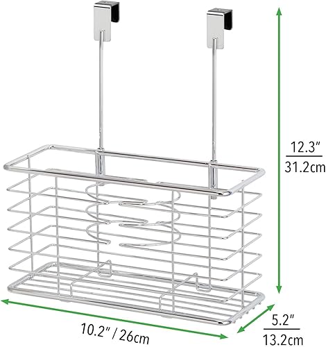 Miniatura 3 de mDesign - Canasta de metal para almacenamiento, para colgar de la puerta del armario del baño, diseño tipo casa de campo, para secadora de pelo,