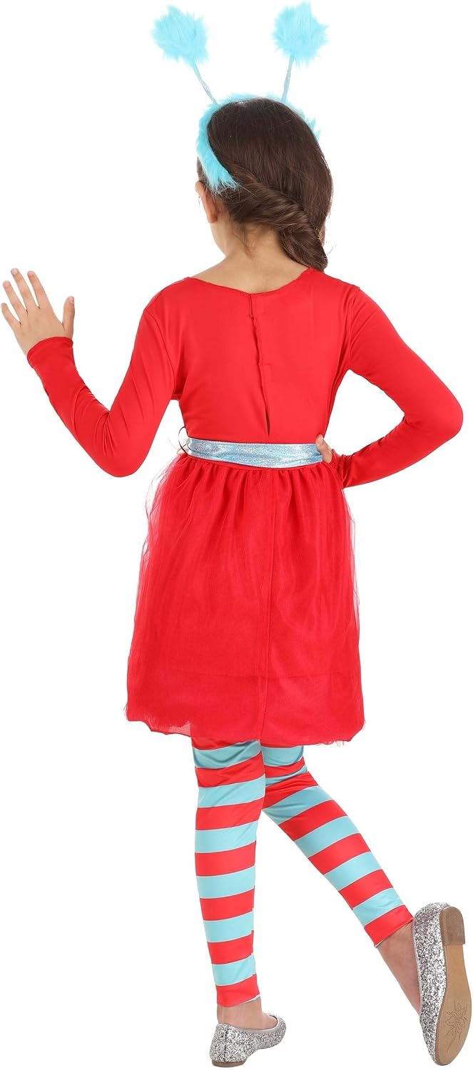 Dr. Seuss Thing 1 & Thing 2 Costume for Girls - Dress, Leggings, Waist Sash, Headband & Interchangeable Numbers