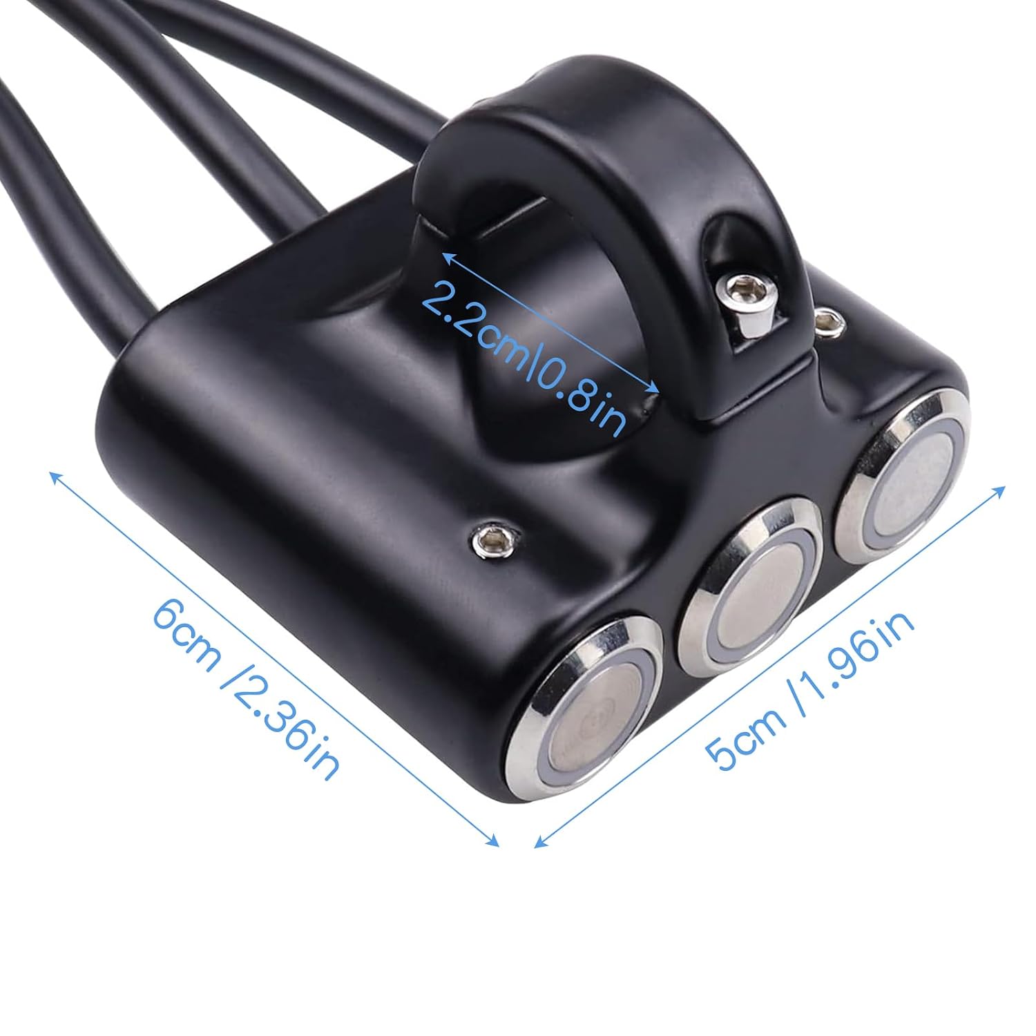 7/8″ Waterproof Motorcycle Handlebar Switch with Indicator Light, 3 Push Button Switch, Fog Light ON/Off -Aluminum Alloy Material