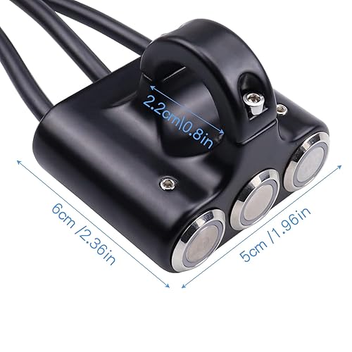 Miniatura 3 de Interruptor de manillar de motocicleta impermeable de 78  con luz indicadora, interruptor de botón de 3, luz antiniebla ONOFF - Material de aleación