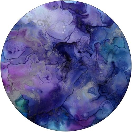 Miniatura 3 de Pintura de mármol de agua púrpura como arte con tonos azules  PopSockets agarre y soporte para teléfonos y tabletas, Negro