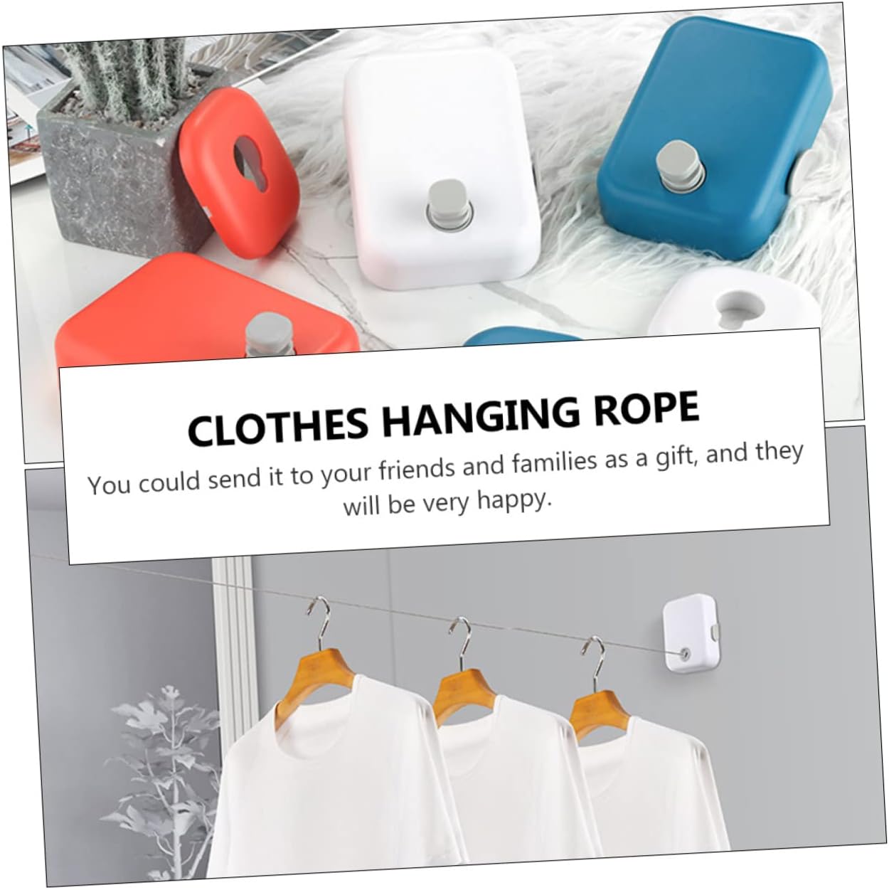 Practical Clothes Hanging String Portable Laundry Line Retractable Clothesline for Hotel Use Indoors Outdoors