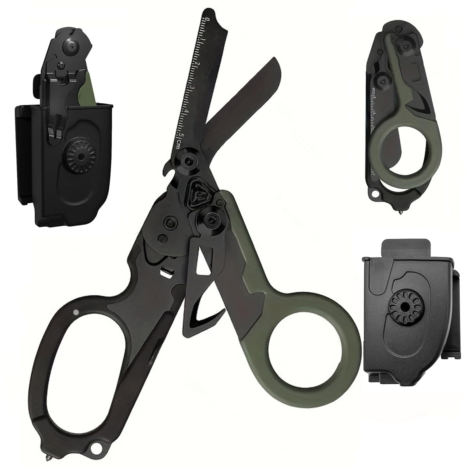 Photo 1 of **UNTESTED**
6-in-1 Multifunctional Trauma Shears Foldable with Black Holster, Extreme Environments Emergency Response Trauma Shear for Nurses, First Responders (Black/Green)