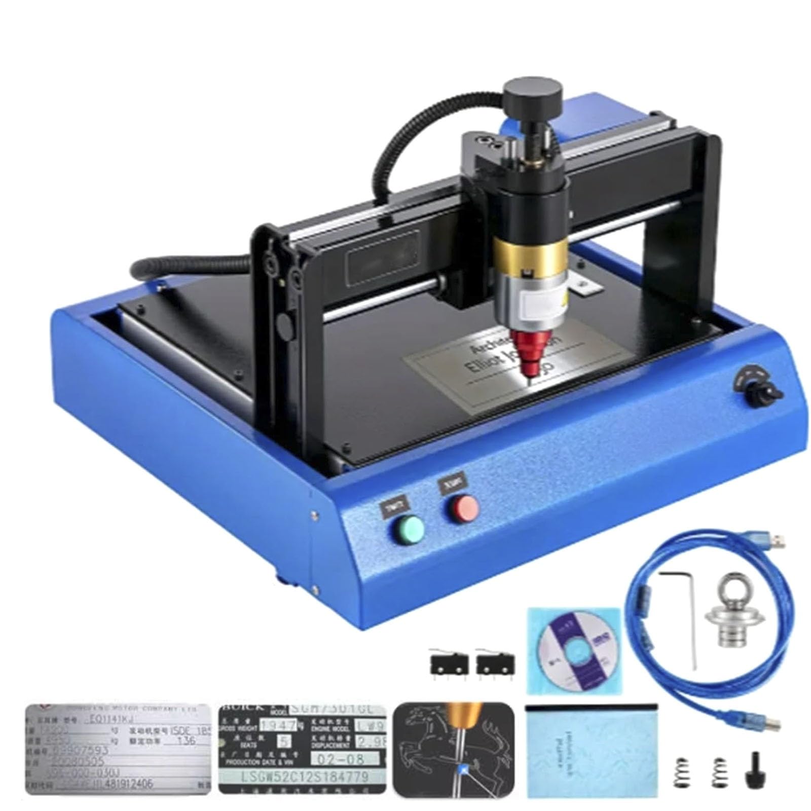 Electric Metal Marking Machine, 400W Dot Peen Marking Machine, Marking Speed 50mm/s, Depth 0.05mm-1mm, for Industrial Nameplate Dog Tags Jewelry