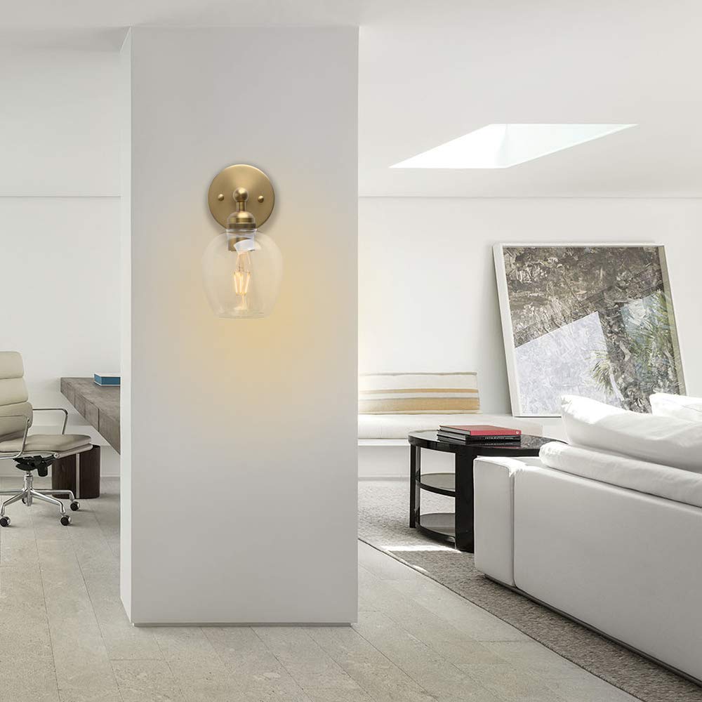 Wandlampe Vintage Industriedesign – Gestreiftes Glas, E27 Fassung, In Antiker Farbe, Für Loft & Wohnzimmer