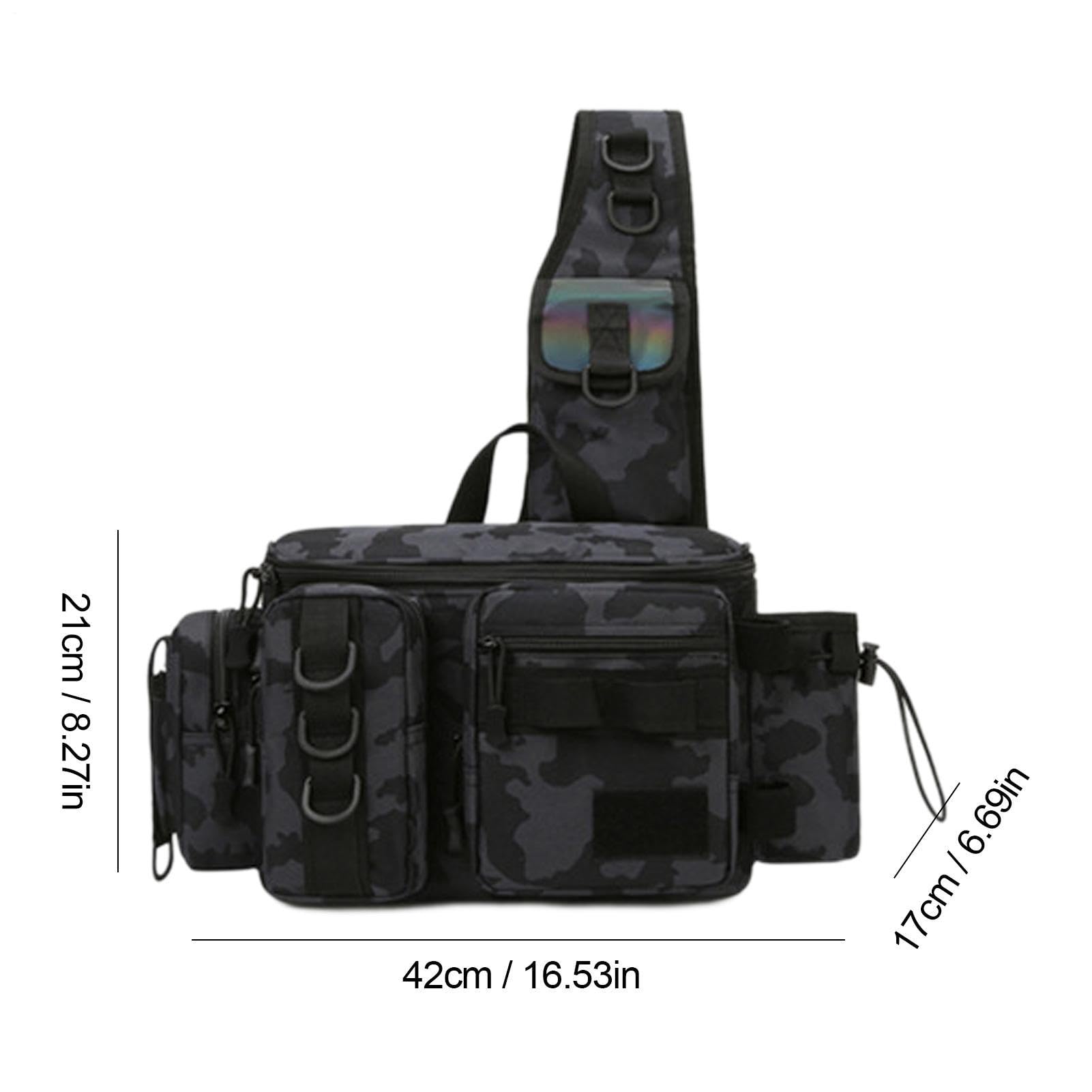 Générique Sling Bag Esca Gear Tackle Storage Rod Holder - Borsa a tracolla | resistente all'acqua per campeggio all'aperto, escursionismo, , Grande, H, riferimento alla descrizione