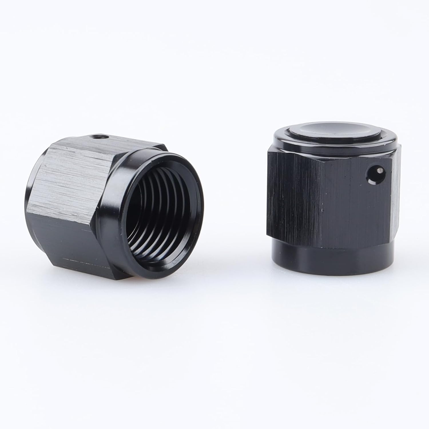 AC PERFORMANCE -6 AN Female Flare Cap Port Plug Block Fitting Adapter Aluminum Black, Pack of 2