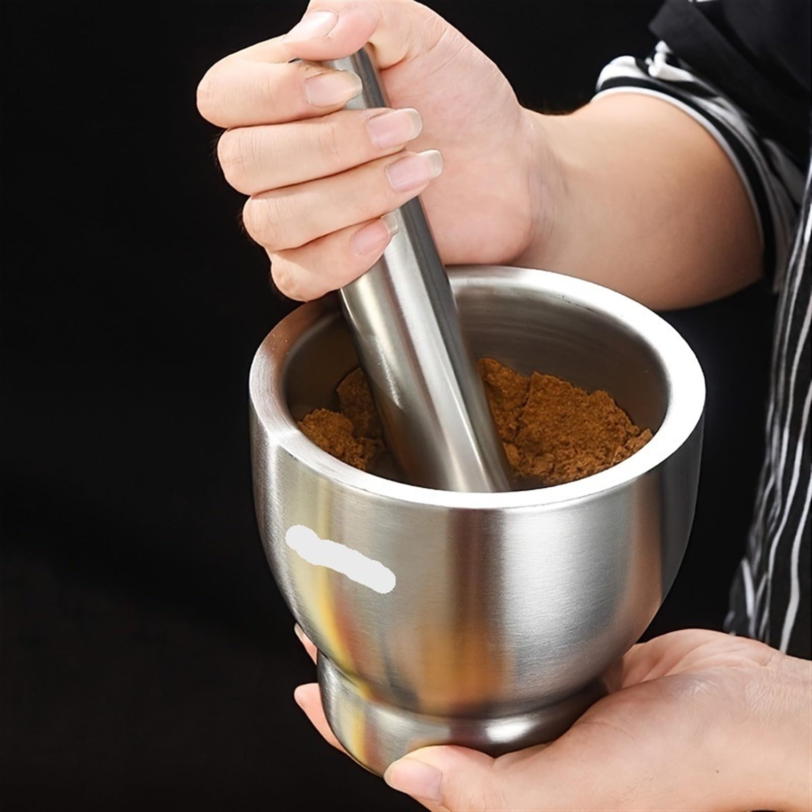 Młynek i tłuczek, Moździerz i tłuczek ze stali nierdzewnej do ziół z czosnkiem i papryczką chili