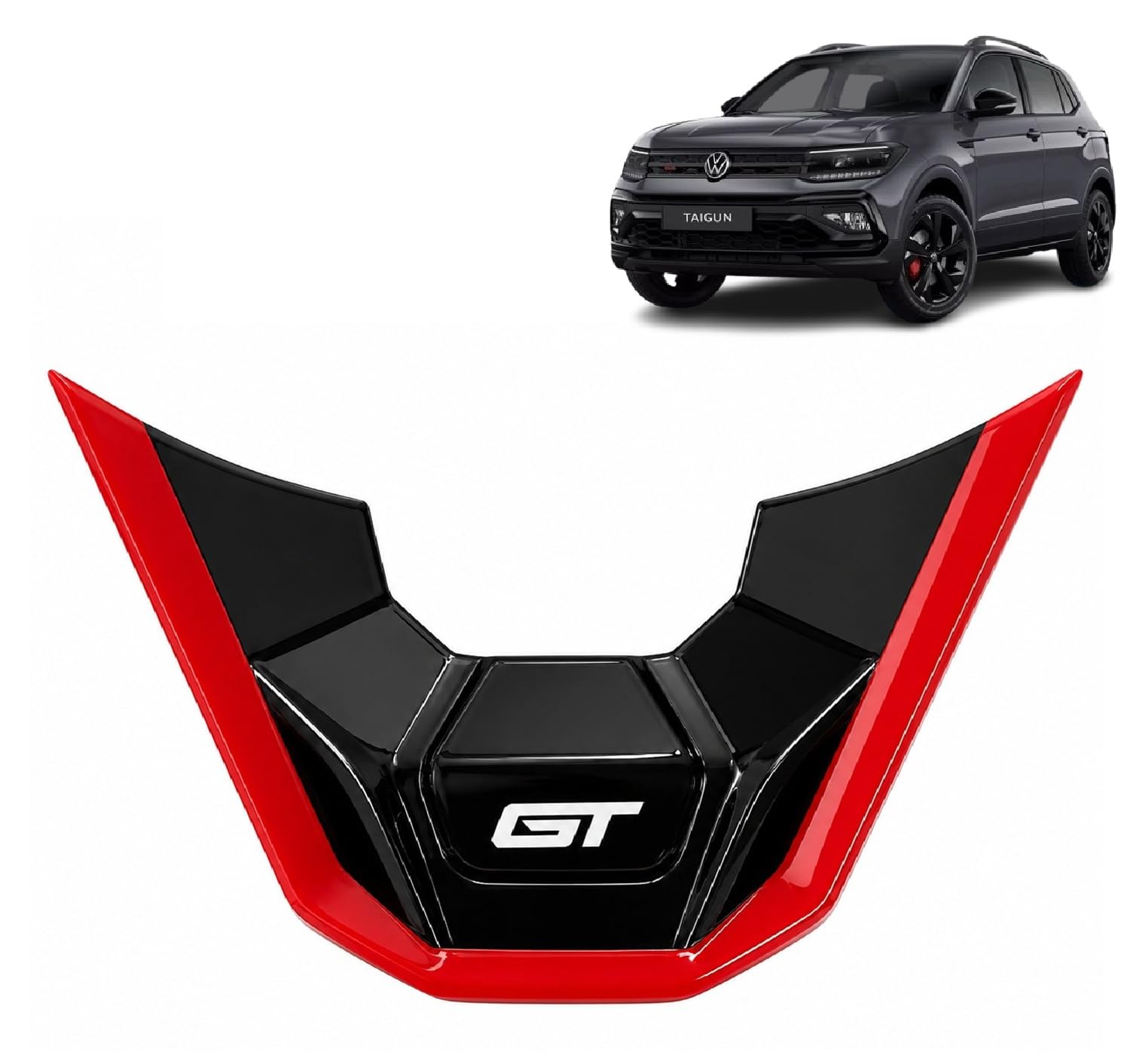 GT Steering Wheel Badge for Taigun 2026 Year Onwards All Models of VW Car Steering Wheel Decoration Trim GT Badge (Red & Black)-image-20
