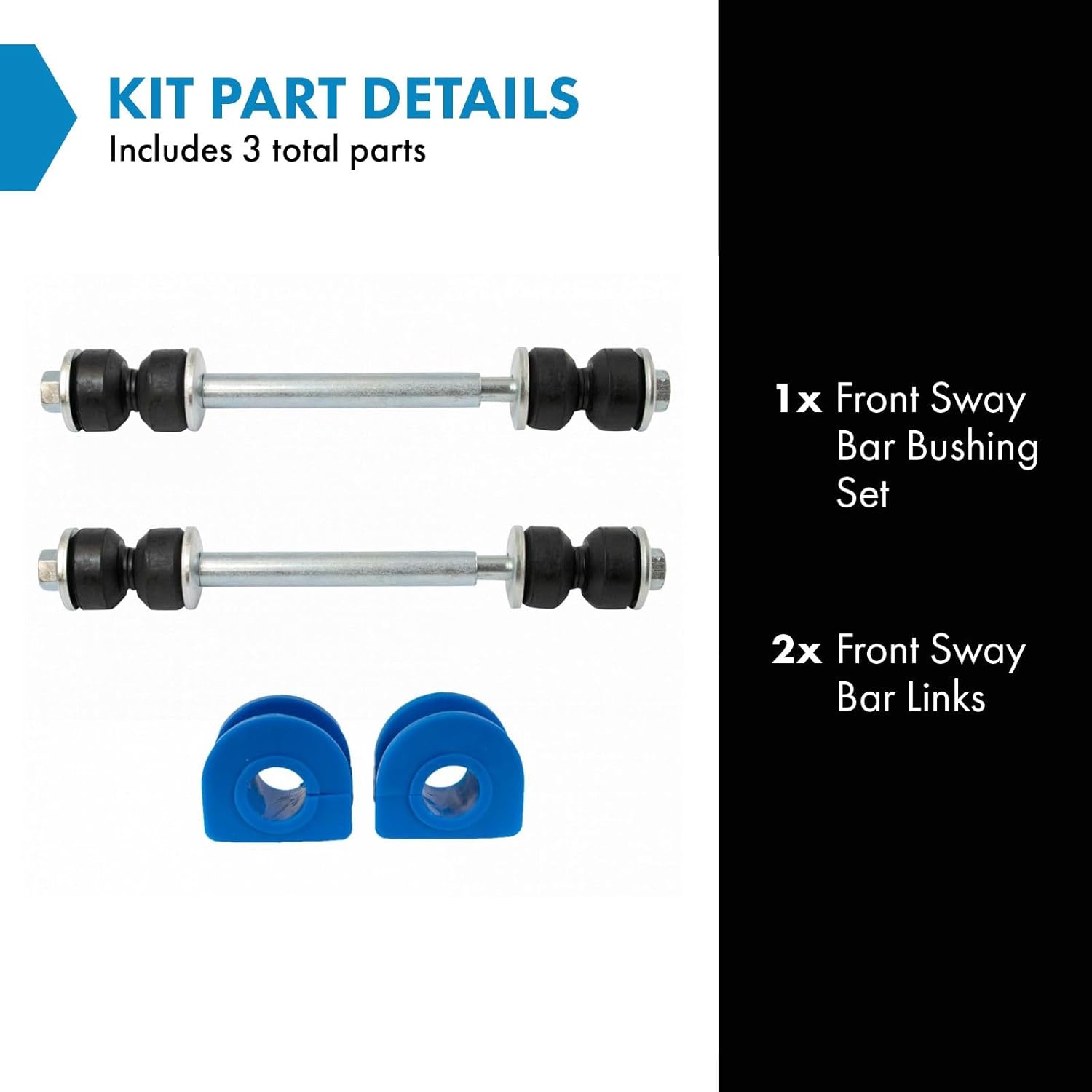 TRQ Front Suspension Kit Sway Bar Bushing Set Sway Bar Stabilizer Link Compatible with 02-06 Cadillac 99-07 Chevrolet GMC