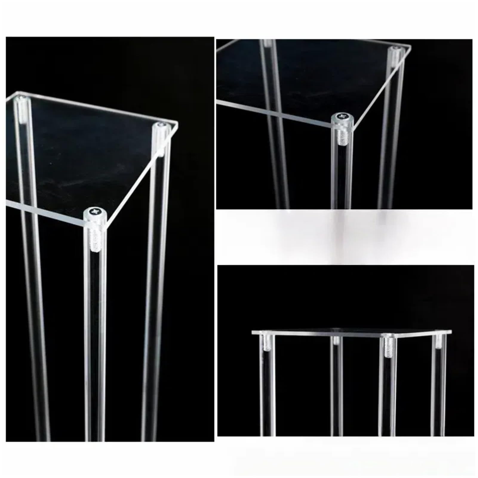 Colonna Set da 4 Pezzi, Pilastri Espositivi A Cubo for Tavolo da Dessert, Base Espositiva Decorativa, Feste di Compleanno, per Matrimoni Ed Eventi,Clear,Small 4 Piece Set