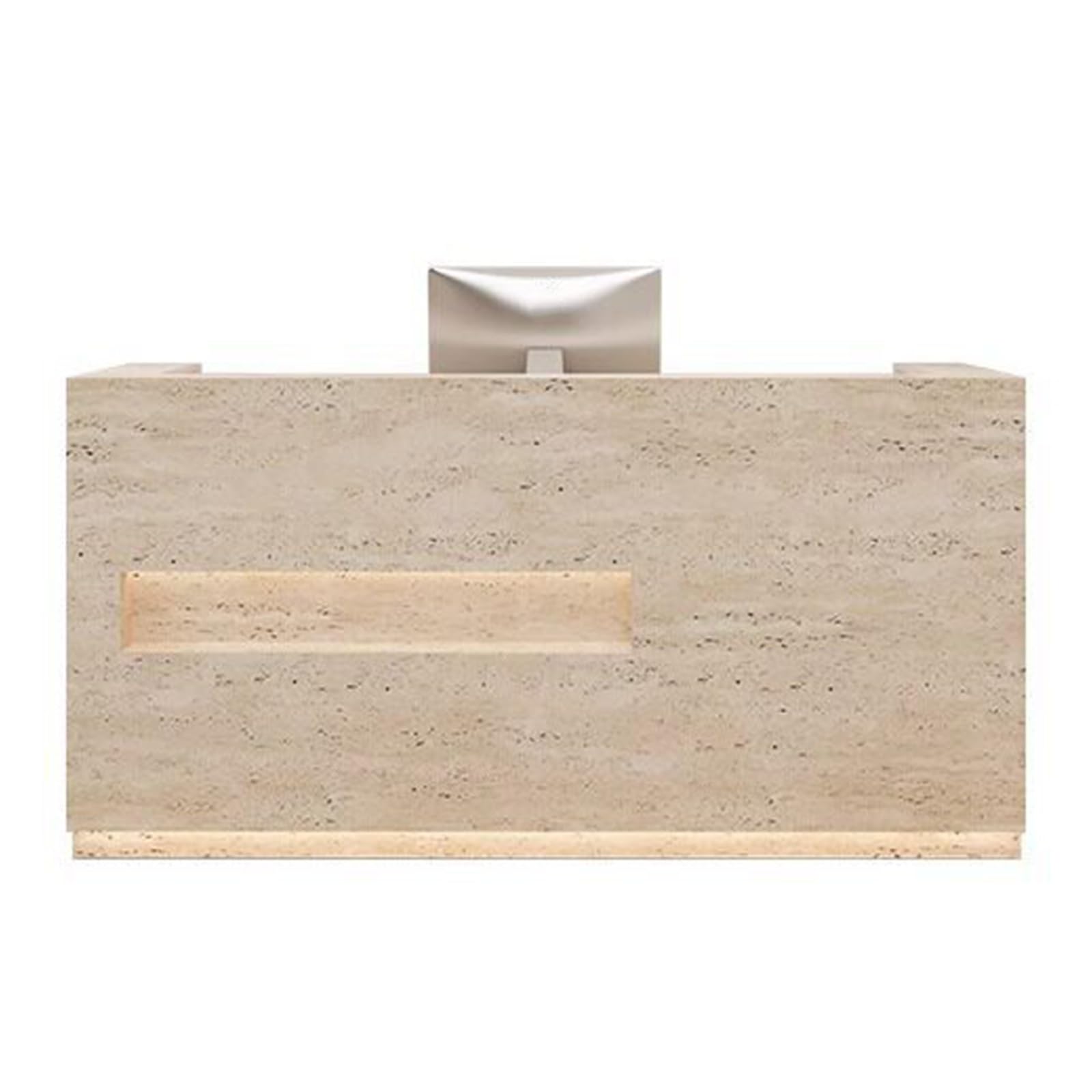 Banco Reception per Ufficio, Salone e Negozio | Pronto all'uso con piano rialzato, cassetto con serratura, ripiano tastiera e vano espositivo(Beige,150cm)