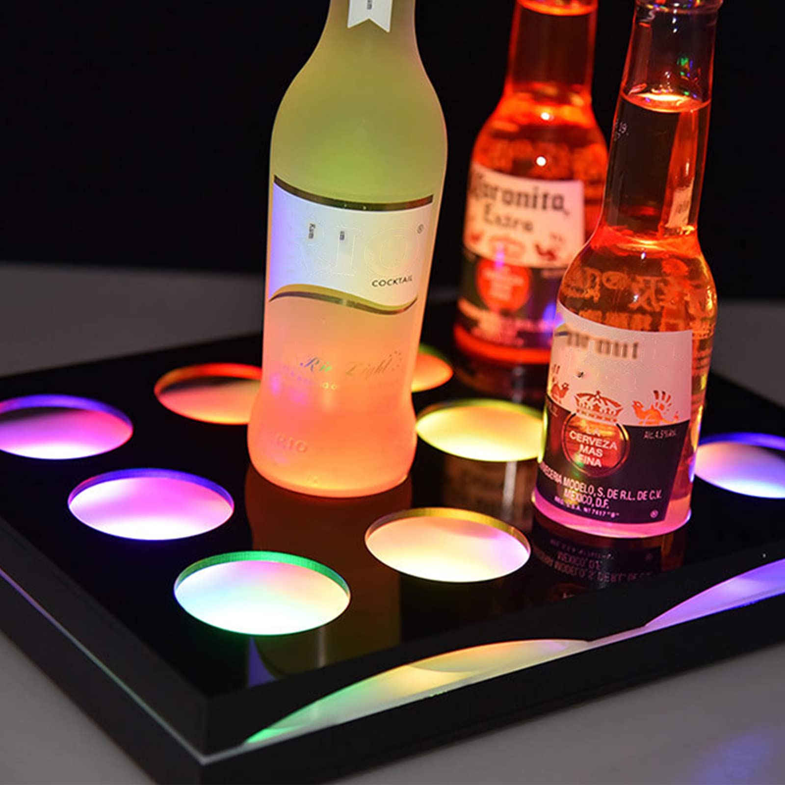 Espositore a LED in acrilico con 12 griglie colorate dimmerabili portabottiglie illuminato per bottiglie di vino e birra perfetto per mostre di vino e birra
