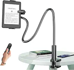 ZWAY Suporte Kindle com virador de página remoto, suporte de tablet para leitura na cama, acessórios Kindle mãos livres, presentes para leitores