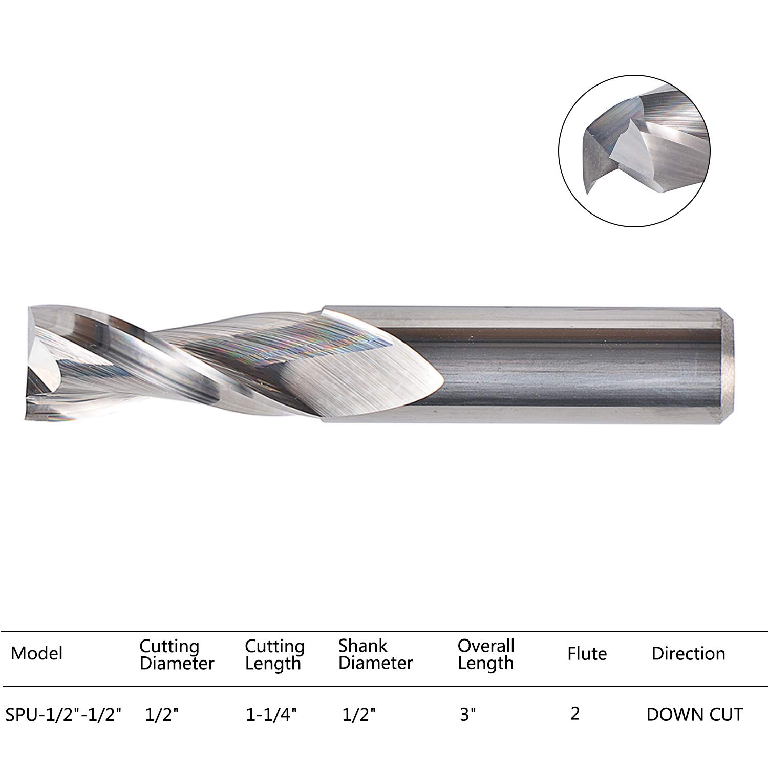 SpeTool Upcut Spiral CNC Router Bits with 1/2 Inch Shank, 1/2 Inch Cutting Diameter HRC55 Solid Carbide CNC End Mill for Wood Mortises and Cutting Dadoes Carving Engraving Tools: Tools & Home Improvement