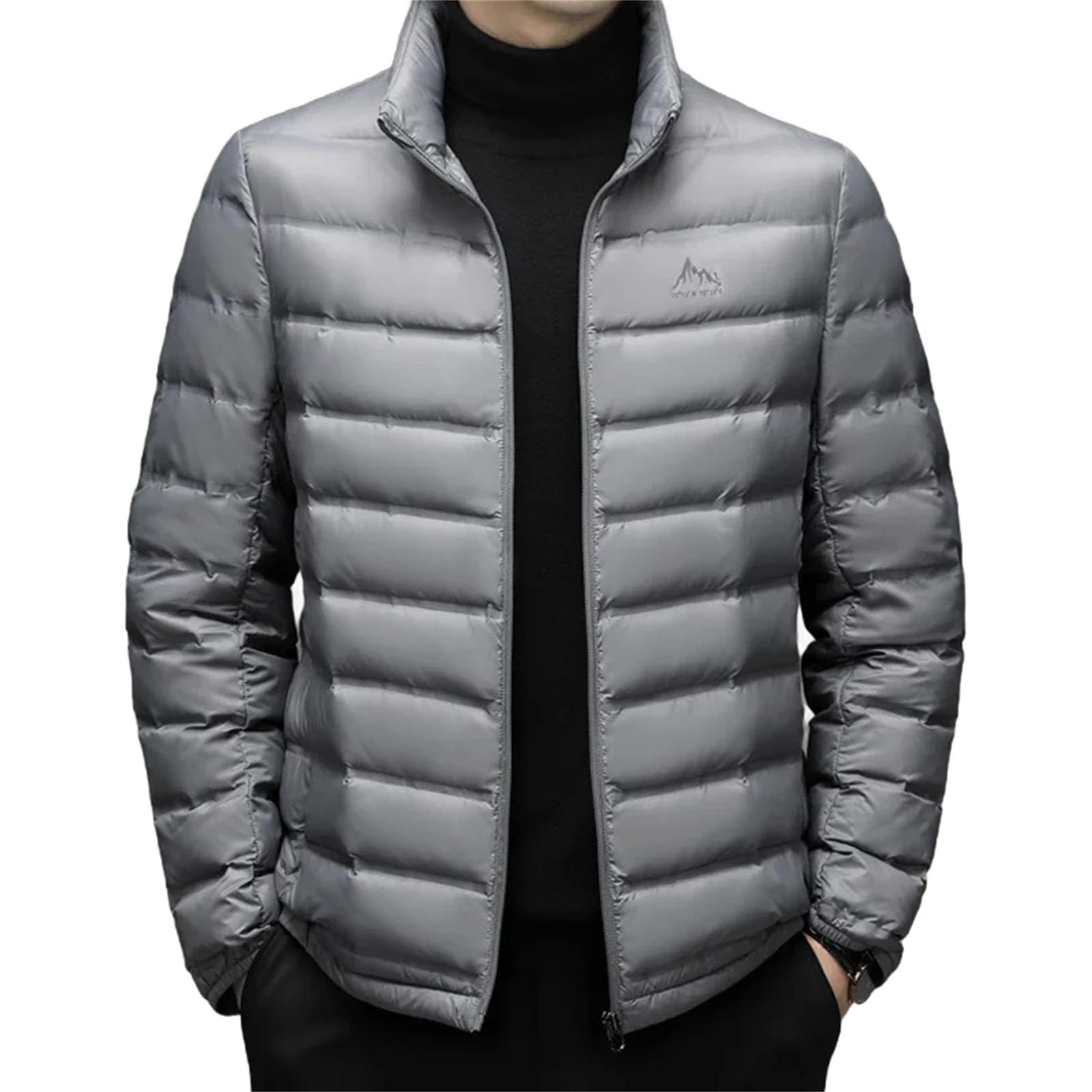 Doudoune d'hiver pour homme col montant veste chaude et légère duvet d'oie blanche