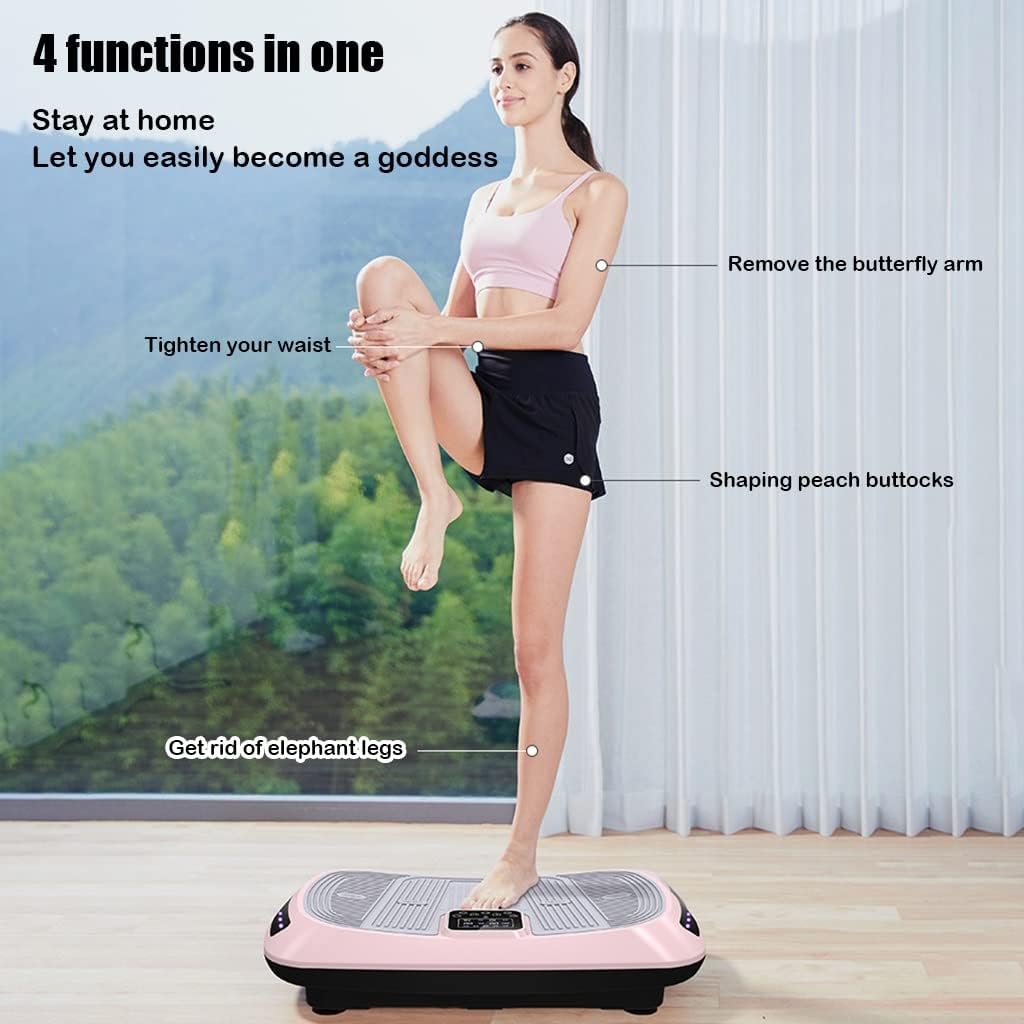 Vibration Plate Exercise Machine 9 Modes Whole Body Workout Vibration Fitness Platform, w/Loop Bands, Home Training Equipment for Weight Loss & Toning (Color : Green)