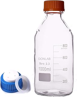 DONLAB MBP-2503 Borosilicate Glass 250ml Round Media Storage Bottle Reagent Bottle with 3-Hole Mobile Phase Cap GL45