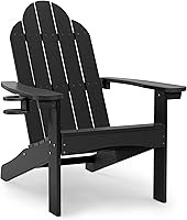 Vista 11 de LUE BONA HDPS Sillas Adirondack Set de 2, Silla para Hoguera al Aire Libre Resistente a la Intemperie con Portavasos, Silla Moderna de Plástico