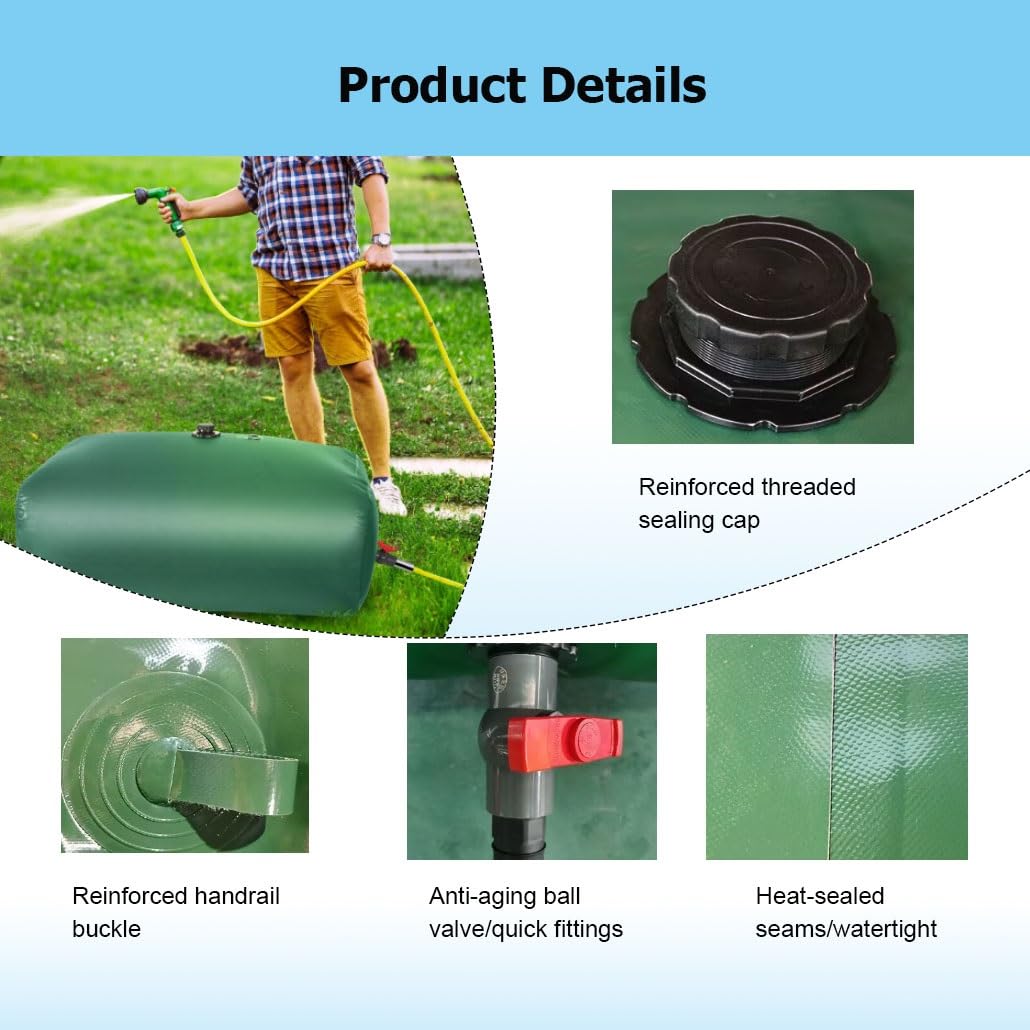 Contenitori for lo stoccaggio dell'acqua da 29-1320 galloni, serbatoio d'acqua portatile pieghevole, grande capacità, sacca for acqua morbida resistente alla siccità