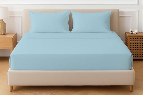 Miniatura 7 de Sábanas extra profundas, sábanas de algodón, 100% algodón, sábana bajera de bolsillo extra profundo de 22 pulgadas con elástico en todo el contorno