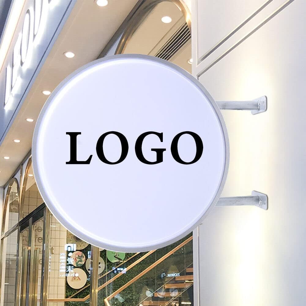 50 cm, scatola luminosa a LED, rotonda, sporgente, segnale luminoso a LED, impermeabile, bifacciale, segnale luminoso