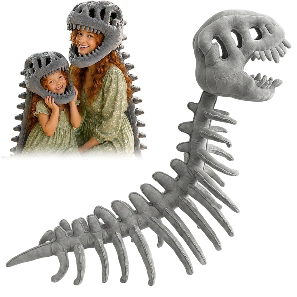 NKFBEV Dinosaur Skeleton Costume Set, 80CM Spinosaurus Plush Dino Outfit