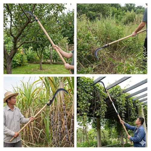 Image of Grass Sickle Cutter Head | Heavy Coconut Plucker with Adjustable Handle Clamp | Razor- Sharp Metal Blade for Tree Branches, Grass, Weeds, Gardening | Multipurpose Agricultural Hand Tool