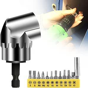 105 Degree Angle Screwdriver Bits With 1/4" Hex Shank, Angle Gear, Flexible Angle Bit For Cordless Screwdriver For Builder, Garage (Pack Of 2