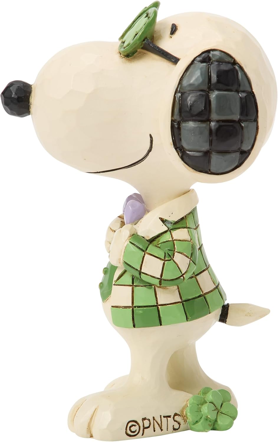 Enesco Peanuts by Jim Shore St. Patrick's Day Snoopy Wearing Shamrock Glasses Miniature Figurine, 3.19 Inch, Multicolor