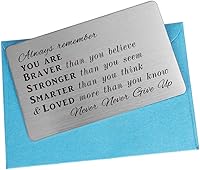 Vista 5 de Regalos inspiradores para tarjetas de billetera, inserto de billetera con grabado permanente, Always Remember You are Braver than You Believe, Never