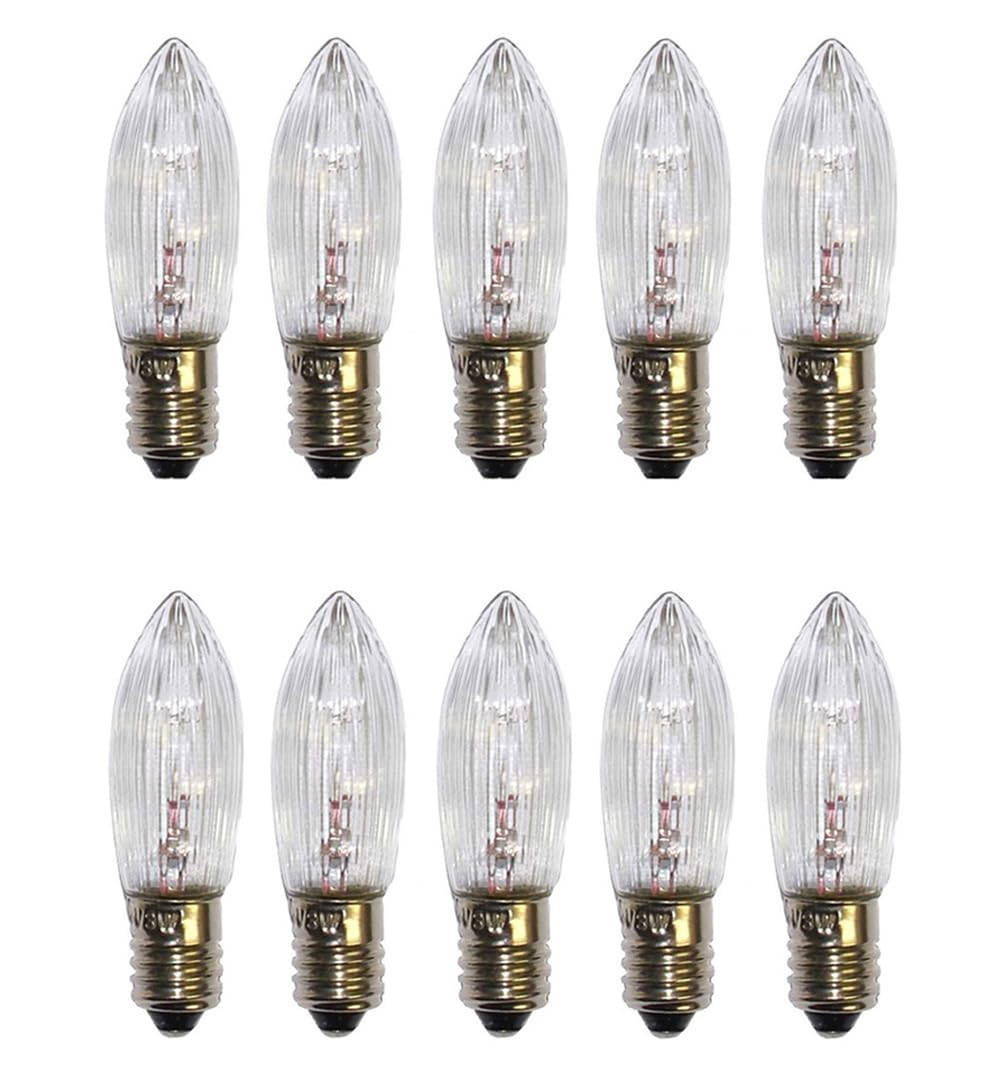 ShuoHui Candle Light Bulbs - Candle Bulb, Small Screw, E10, 3W 34V (10 Pack)