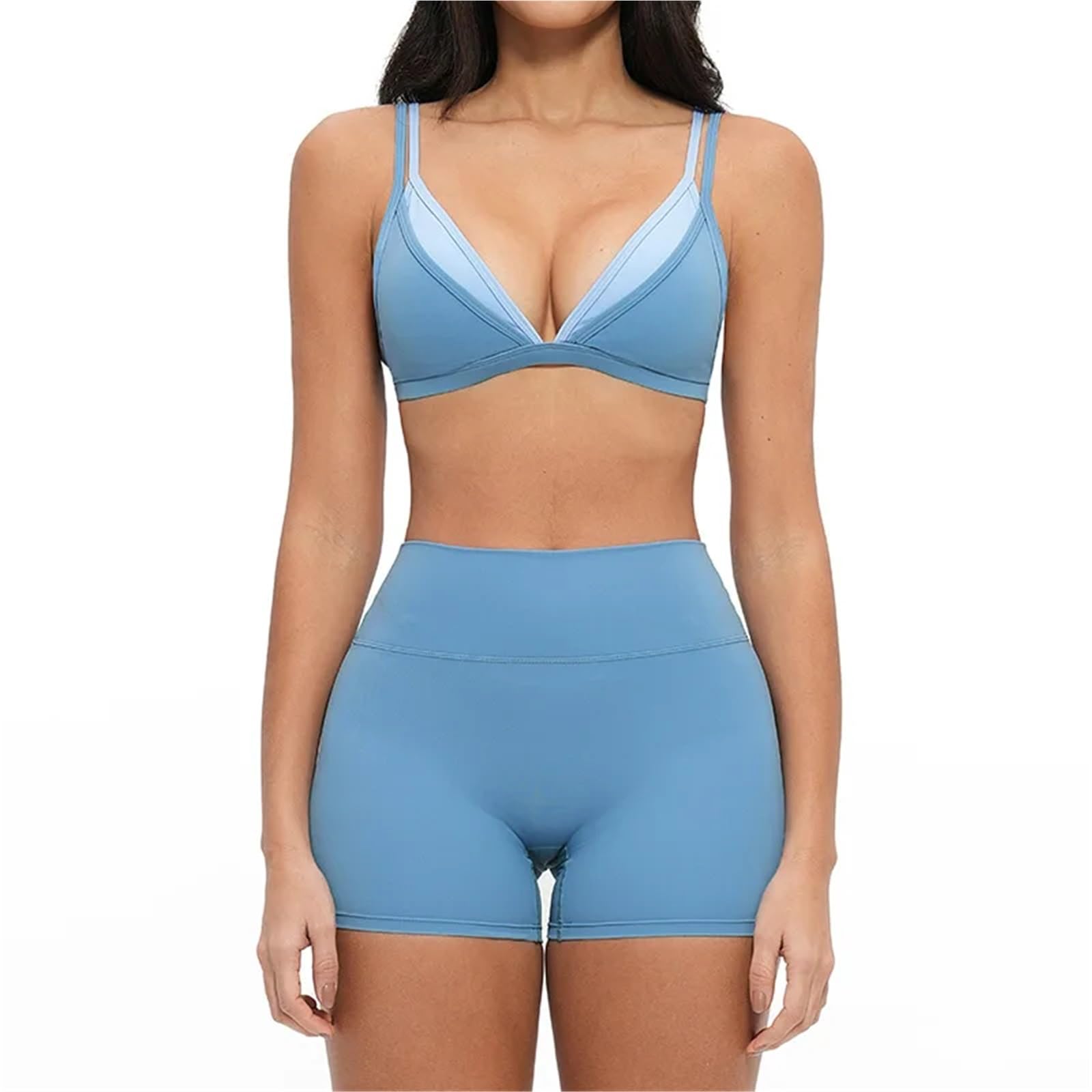 Set da Yoga 2 Pezzi Tuta Abiti da Fitness Abbigliamento Sportivo Reggiseno Sportivo Leggings a Vita Alta Abbigliamento da Palestra