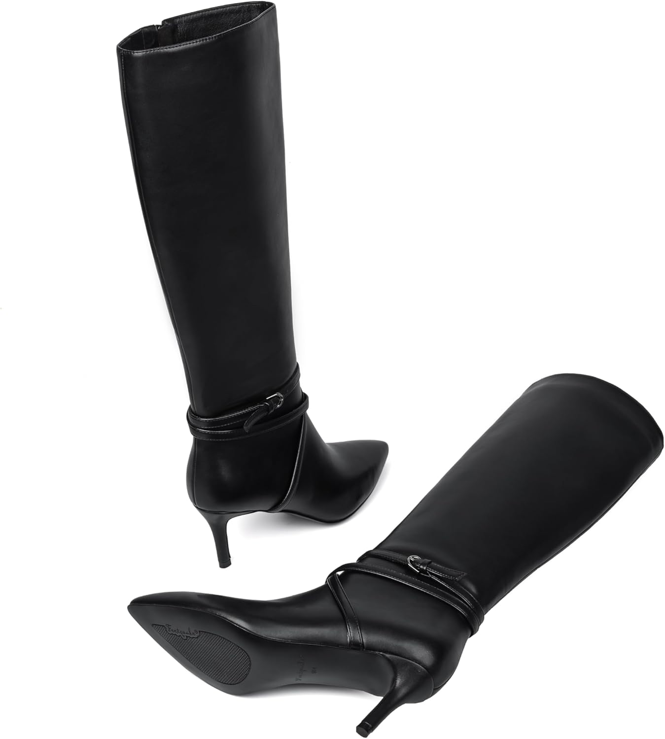 Women’s Knee High Boots 3 Inch Stiletto Heel, Pointed Toe Tall Boots with Side Zipper, Elegant Black Dress Boots for Work Party Casual