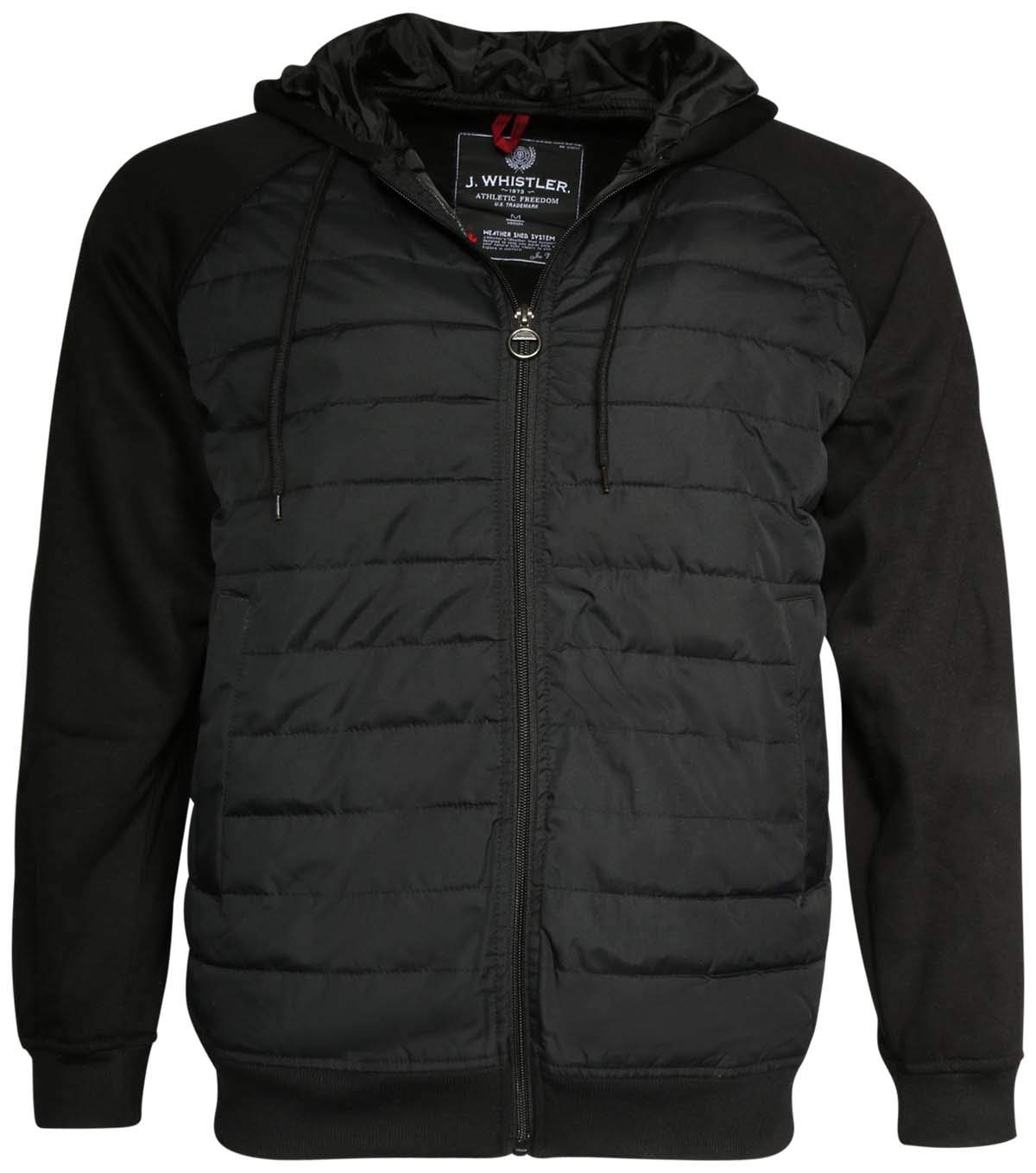 Men's Lightweight Bubble Fleece Jacket with Hood, Black, Medium'