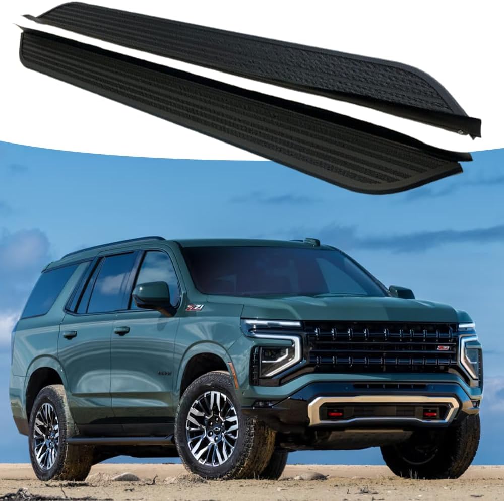 2PCS Aluminum Running Boards Side Steps Black Nerf Bars Fit for Tahoe 2021-2026 All Black Side Steps Running Boards Nerf Bars