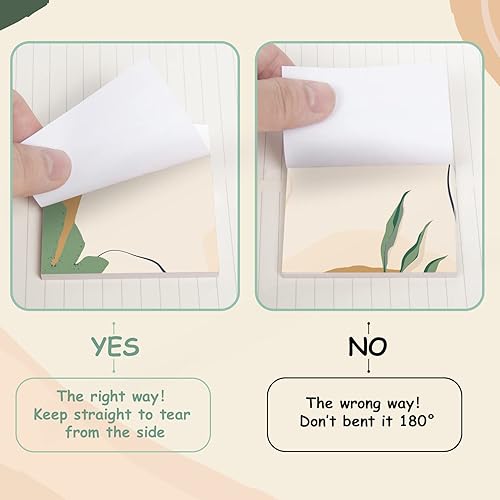 Miniatura 4 de Paquete de 9 notas adhesivas bohemias de 3 x 3 pulgadas, bonita nota adhesiva, bloc de notas autoadhesivas con patrón verde bohemio, notas adhesivas